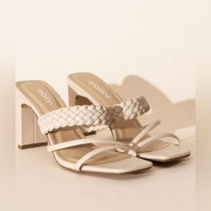 Soda Carmen Nude Strappy Braided Sandal NWOB